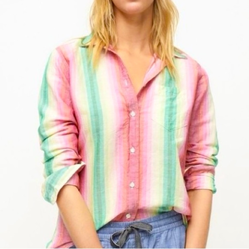 NWT J. Crew Classic-fit Boy Shirt in Rainbow Stripe - Size 00